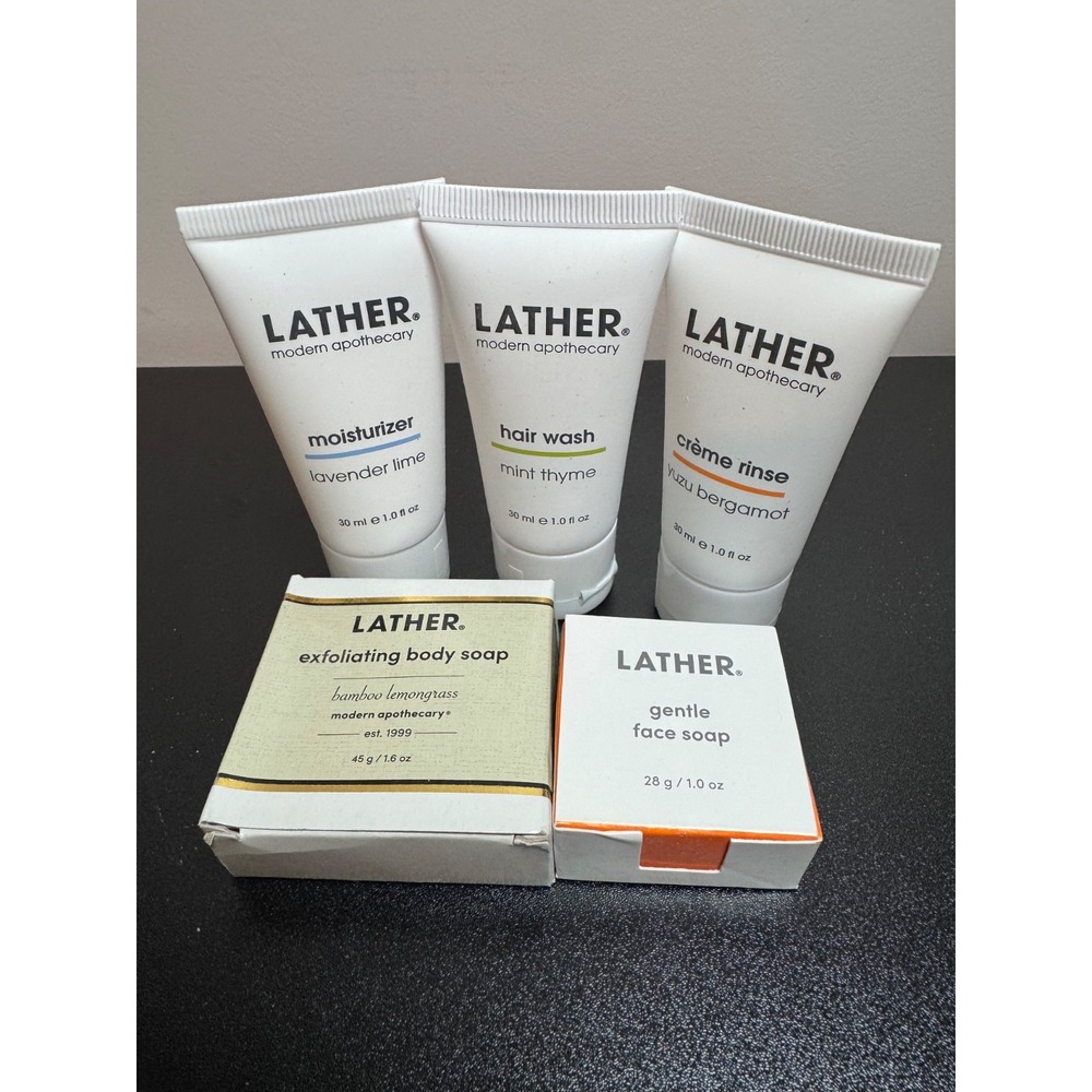 NEW | LATHER Natural & Vegan Travel Size Set of 5